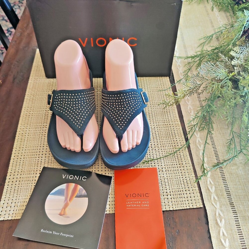 NEW in Box Women’s Vionic Thong Sandals sz 7 Pacific Capitola Navy Blue Comfort